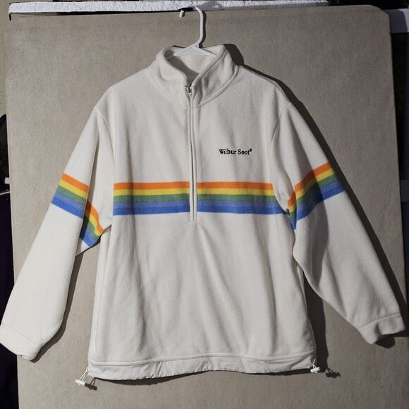Vintage Wilbur Soot Polaroid Sweater Mens XL Oversized 1/4 Zip Pullover Rainbow - Picture 1 of 11
